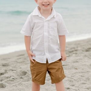 White cotton button up t-shirt